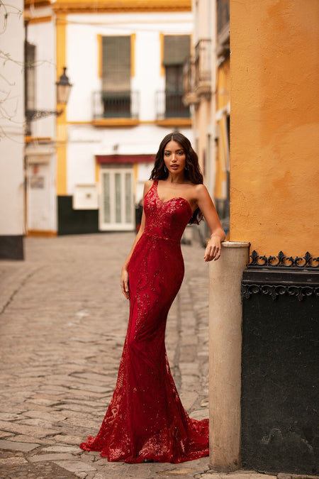 Serena Sequin Gown - Red