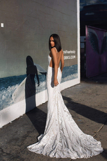 Saina Glitter Gown - White