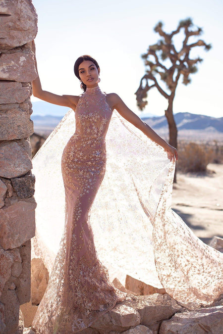Justina Sequin Gown - Rose Gold