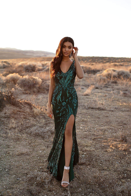 Saina Glitter Gown - Emerald