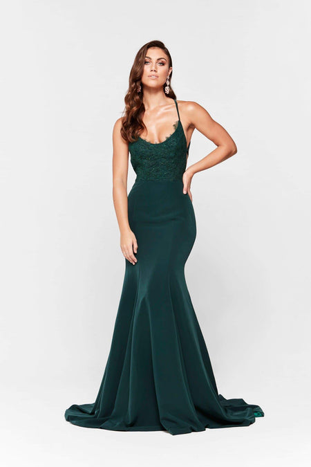 Frida Lace Gown - Emerald