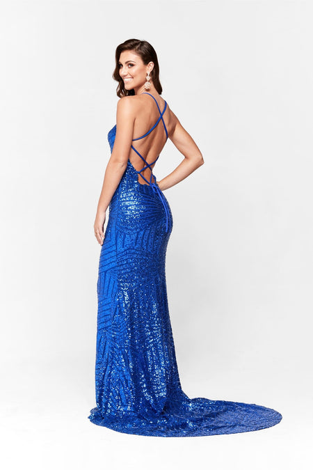 Felicity Shimmering Gown - Navy