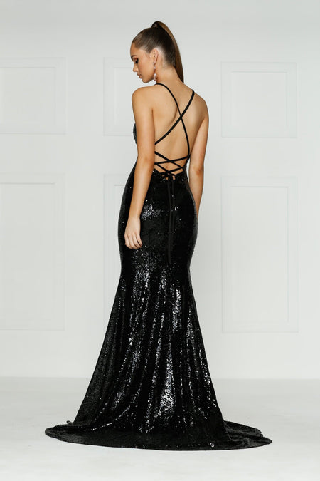 Kylie Sequin Gown - Black