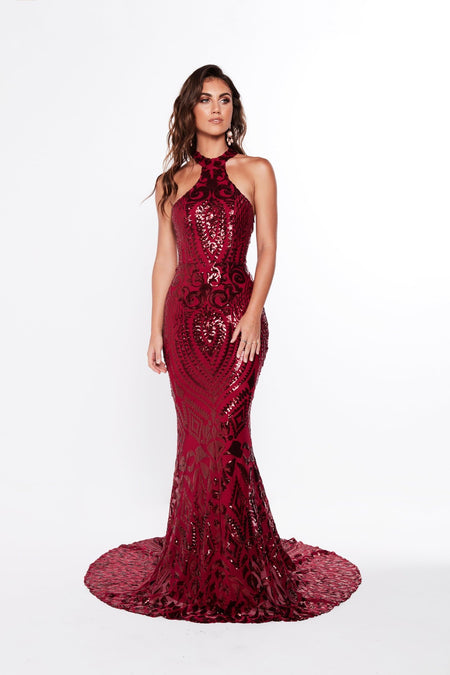 Fabiana Sequin Gown - Rose Gold