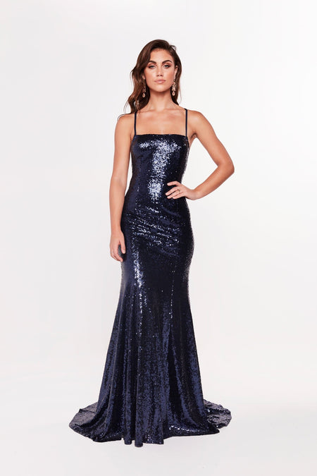 Frida Lace Gown- Navy