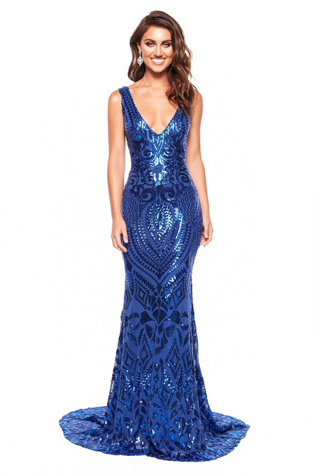 Mariana Sequin Gown - Royal Blue
