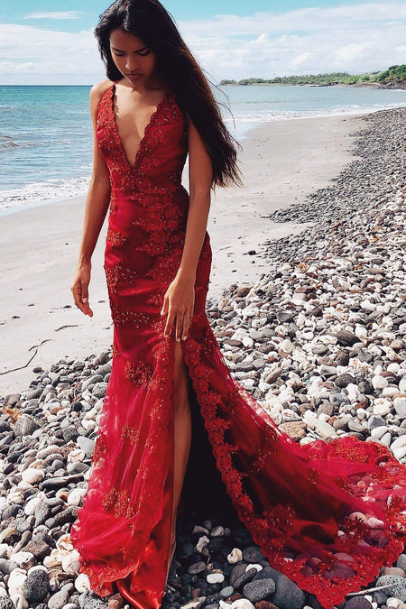 Florencita Sequin Gown - Deep Red