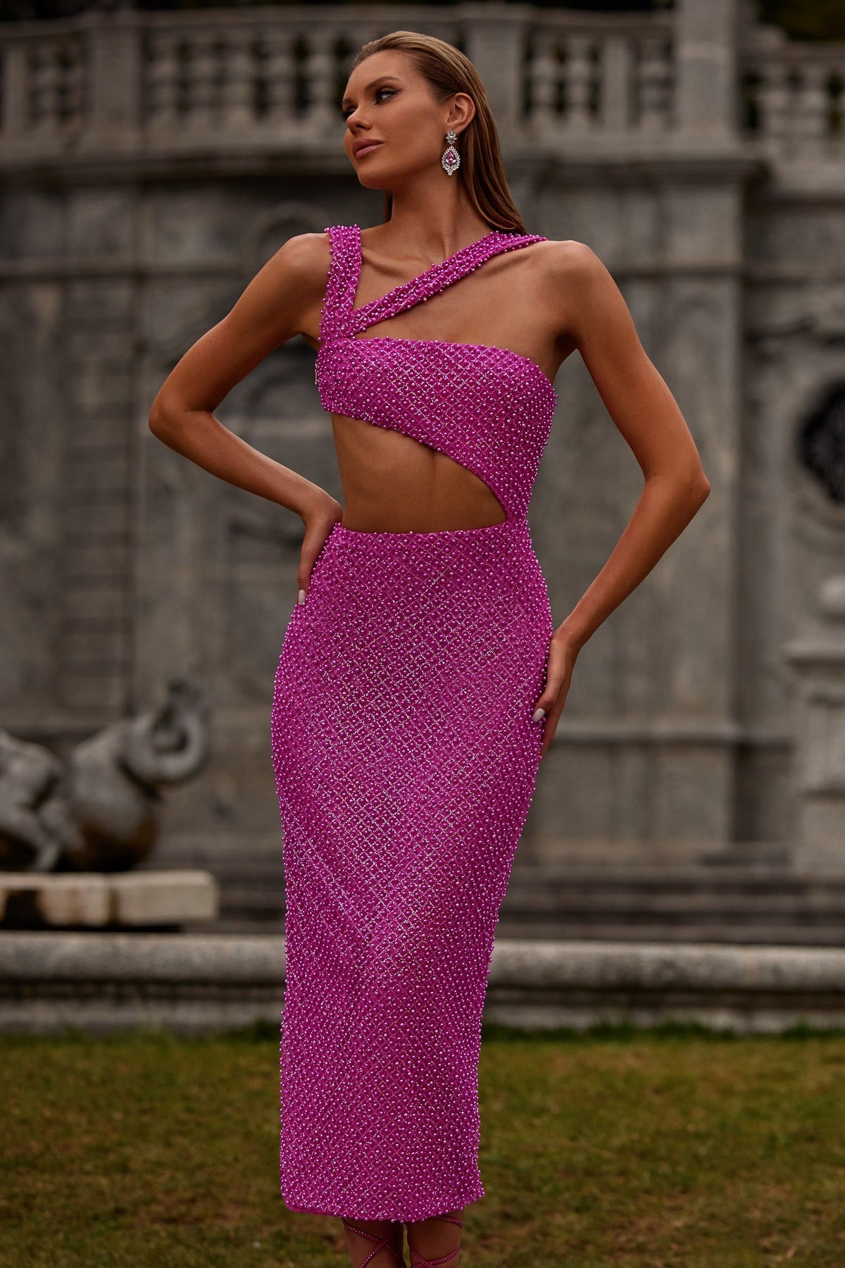 Alamour The Label Sale Sample - Fioretta Dress Fioretta Hot Pink Beaded Dress | Afterpay | Klarna | Zip Pay