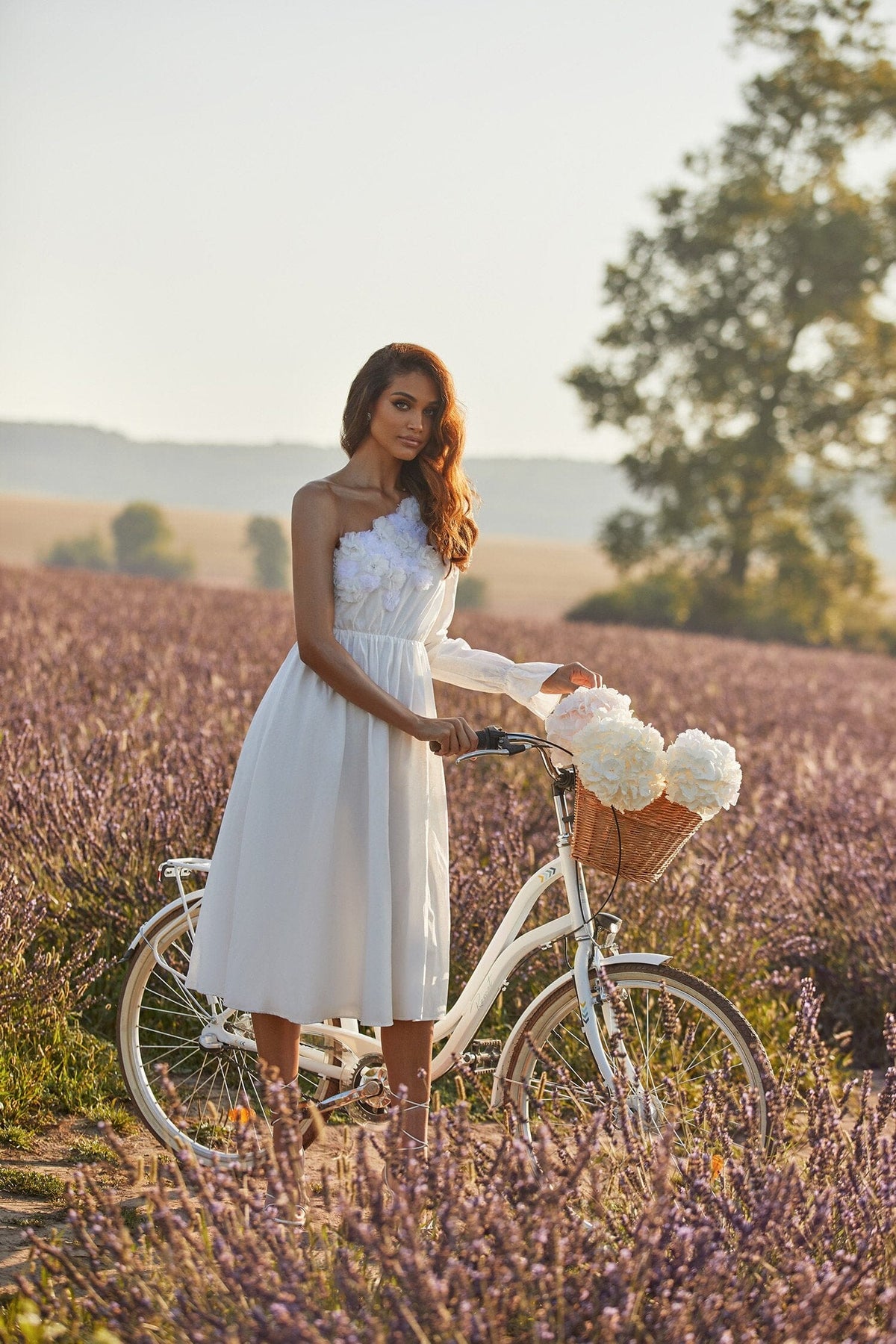 Adelena White One-Shoulder Dress