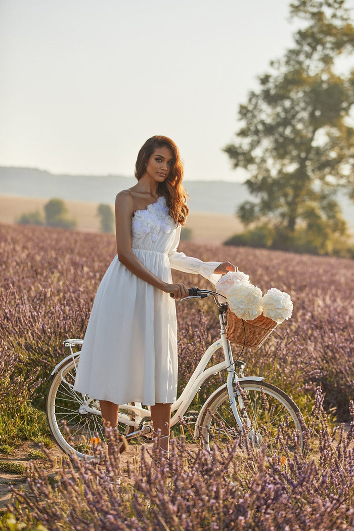 Adelena White One-Shoulder Dress