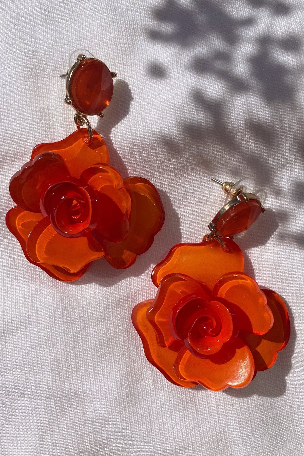 Camilla Orange Acrylic Flower Earrings