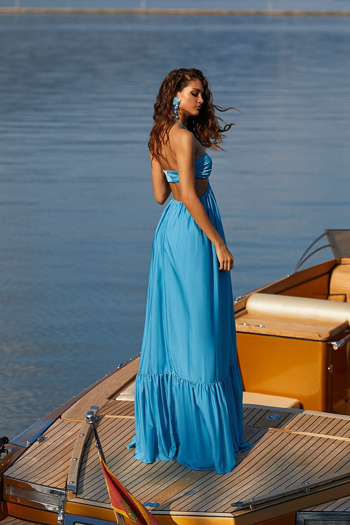 Alamour The Label RTW Maxi Dress Arella Dress Arella Blue Halter Maxi Dress | Afterpay | Klarna | Zip Pay