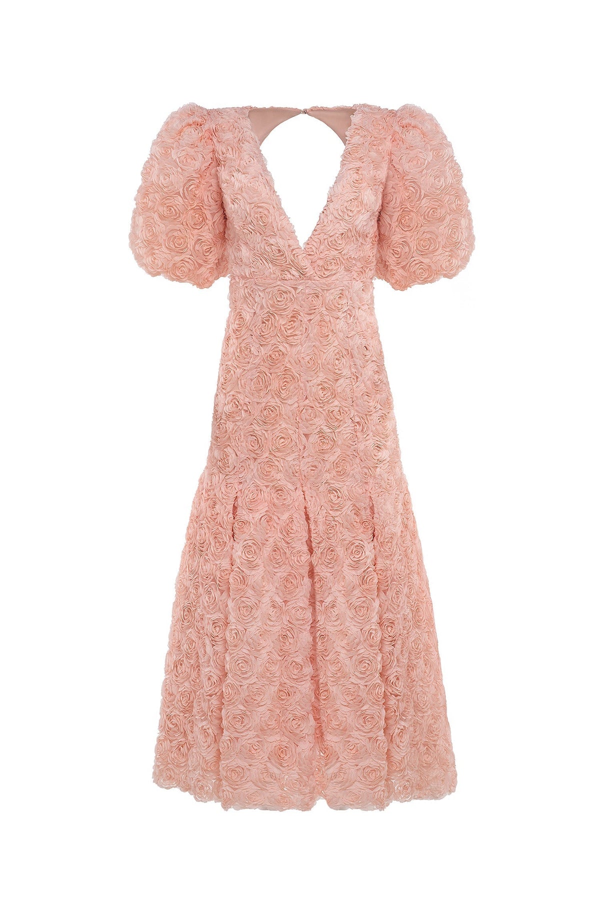 Simona Pink Backless 3D Floral Midi Dress