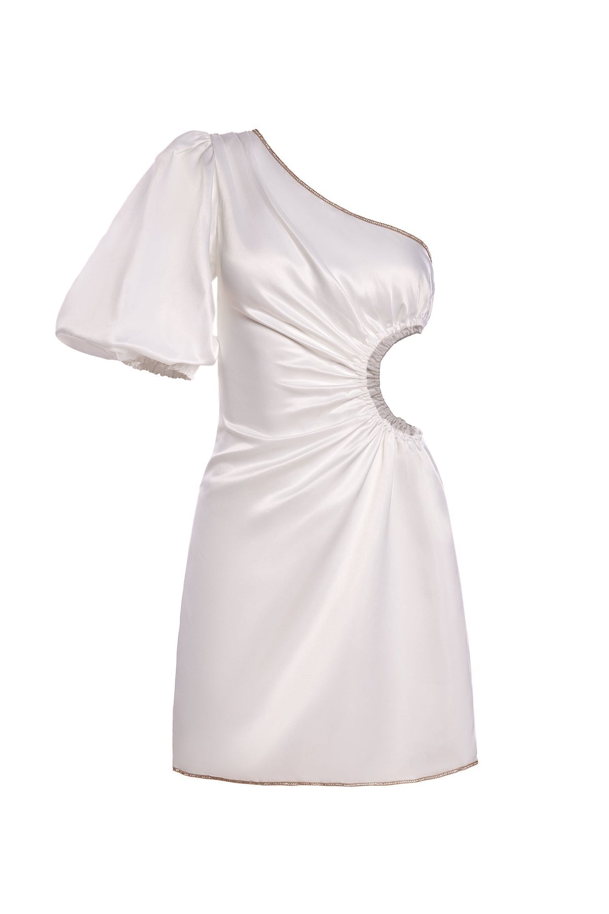 Violante White Mini Dress with Waist Cut-Out & Diamante Trim