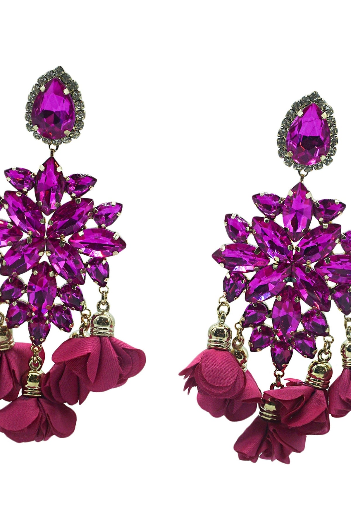 Cecily Fuchsia Flower Drop Earrings