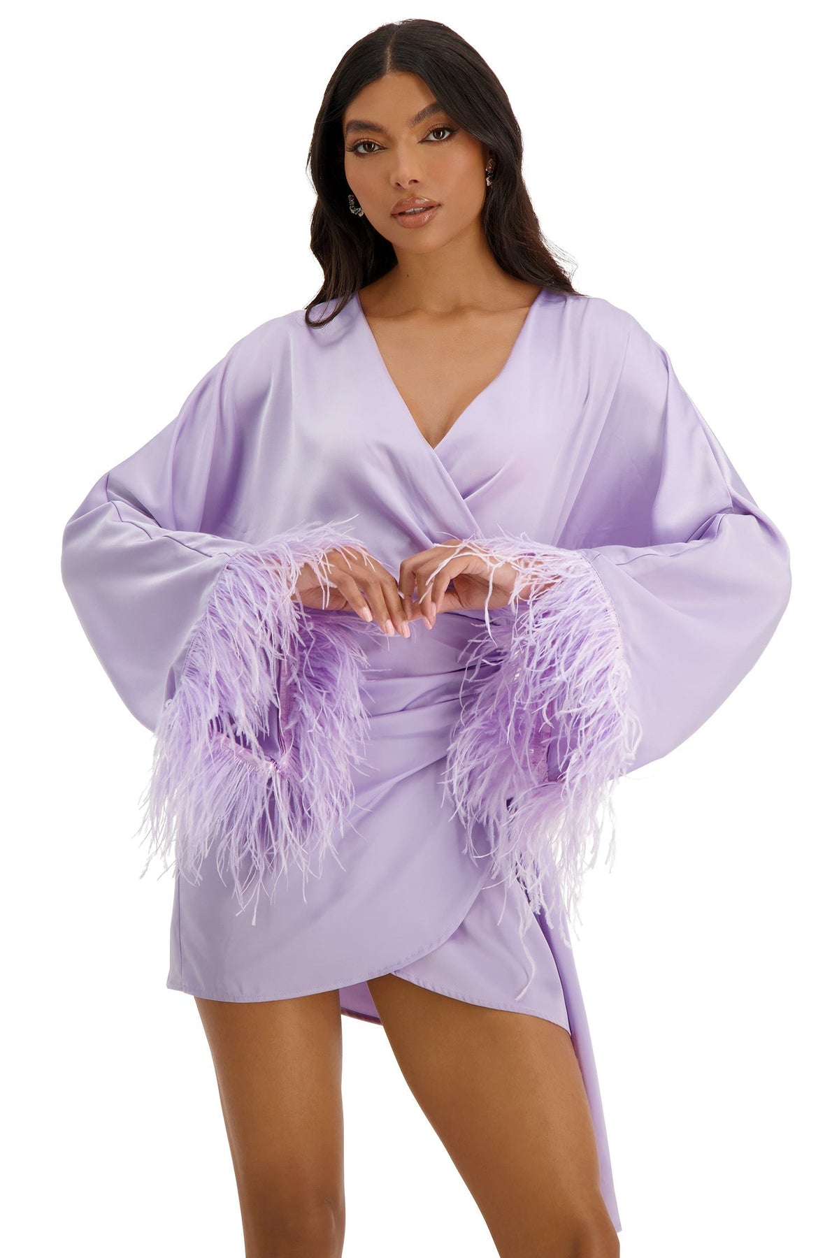 Marca Lilac Satin Mini Dress