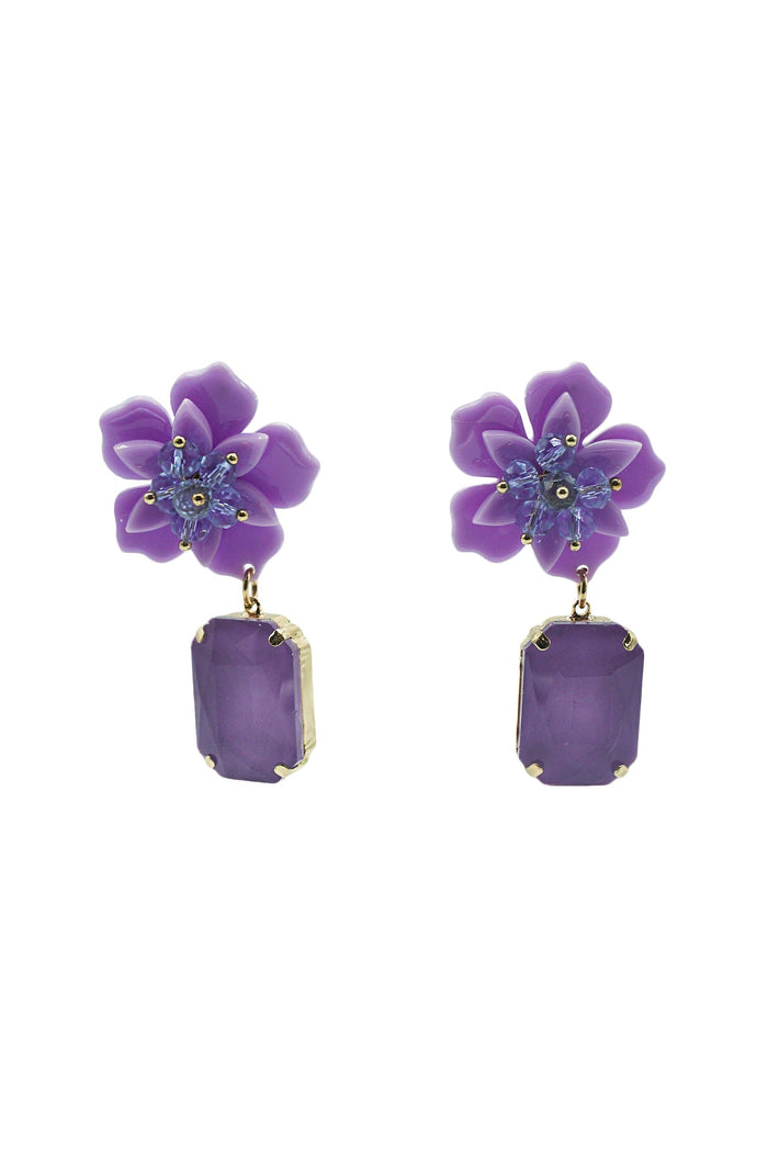 Alamour The Label Earrings Analu Purple Gem Flower Earrings Analu Purple Gem Flower Earrings | Afterpay | Klarna | Zip Pay