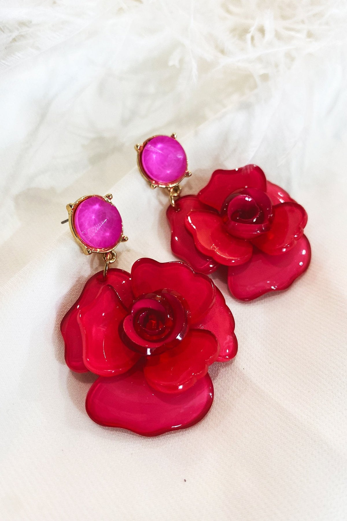 Camilla Pink Acrylic Flower Earrings