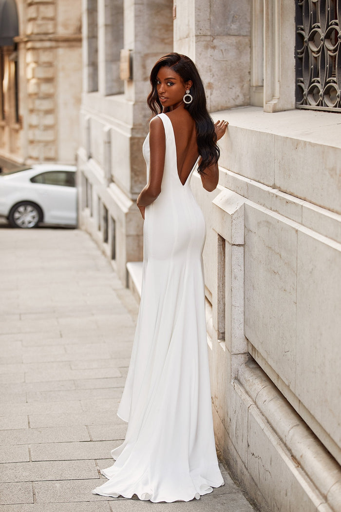 Alamour Made-To-Order MTO Bridal Katelyn Gown Katelyn White Crepe Gown | Afterpay | Klarna | Zip Pay