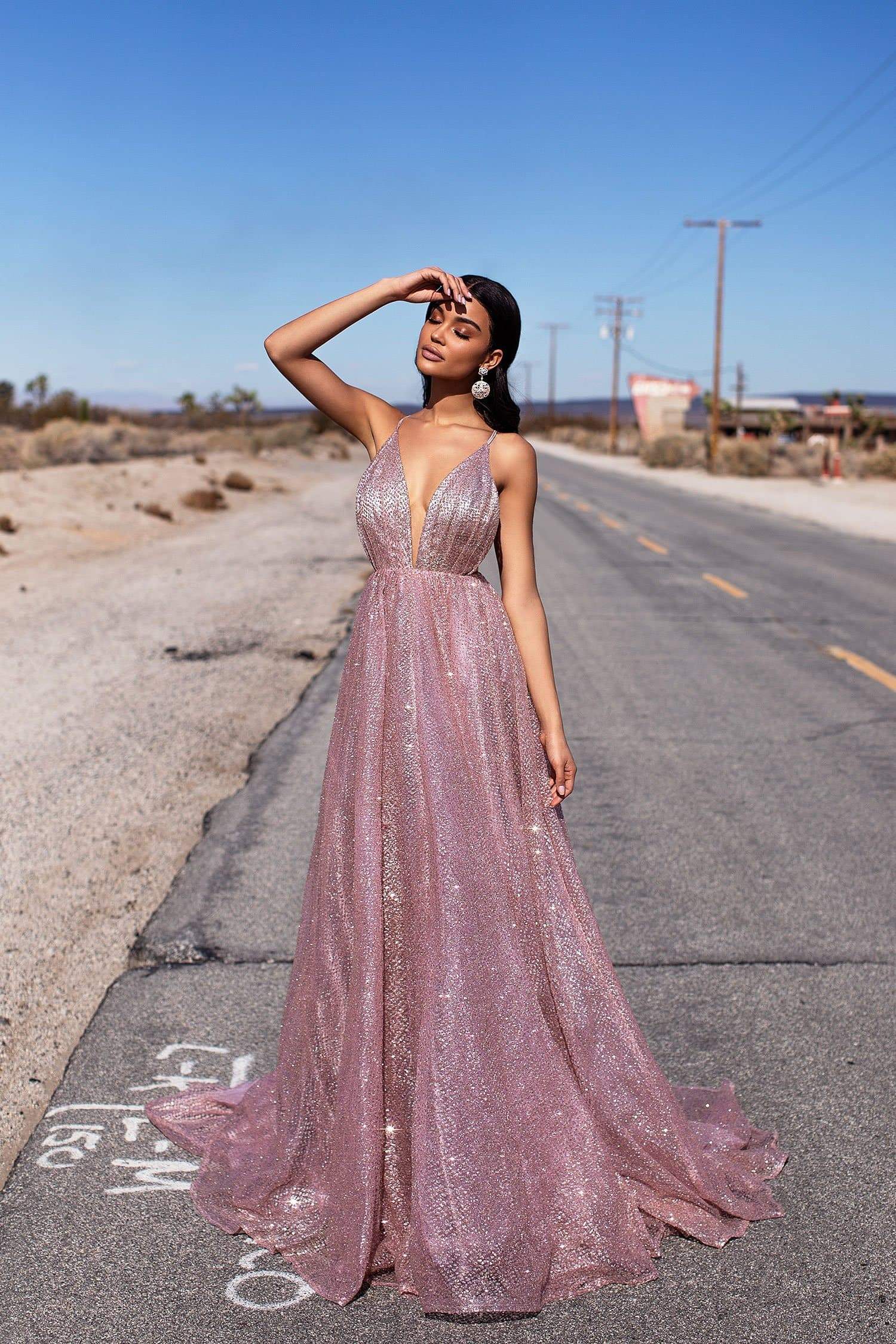 A&N Luxe Electra Rose Gold Glitter Gown | AfterPay
