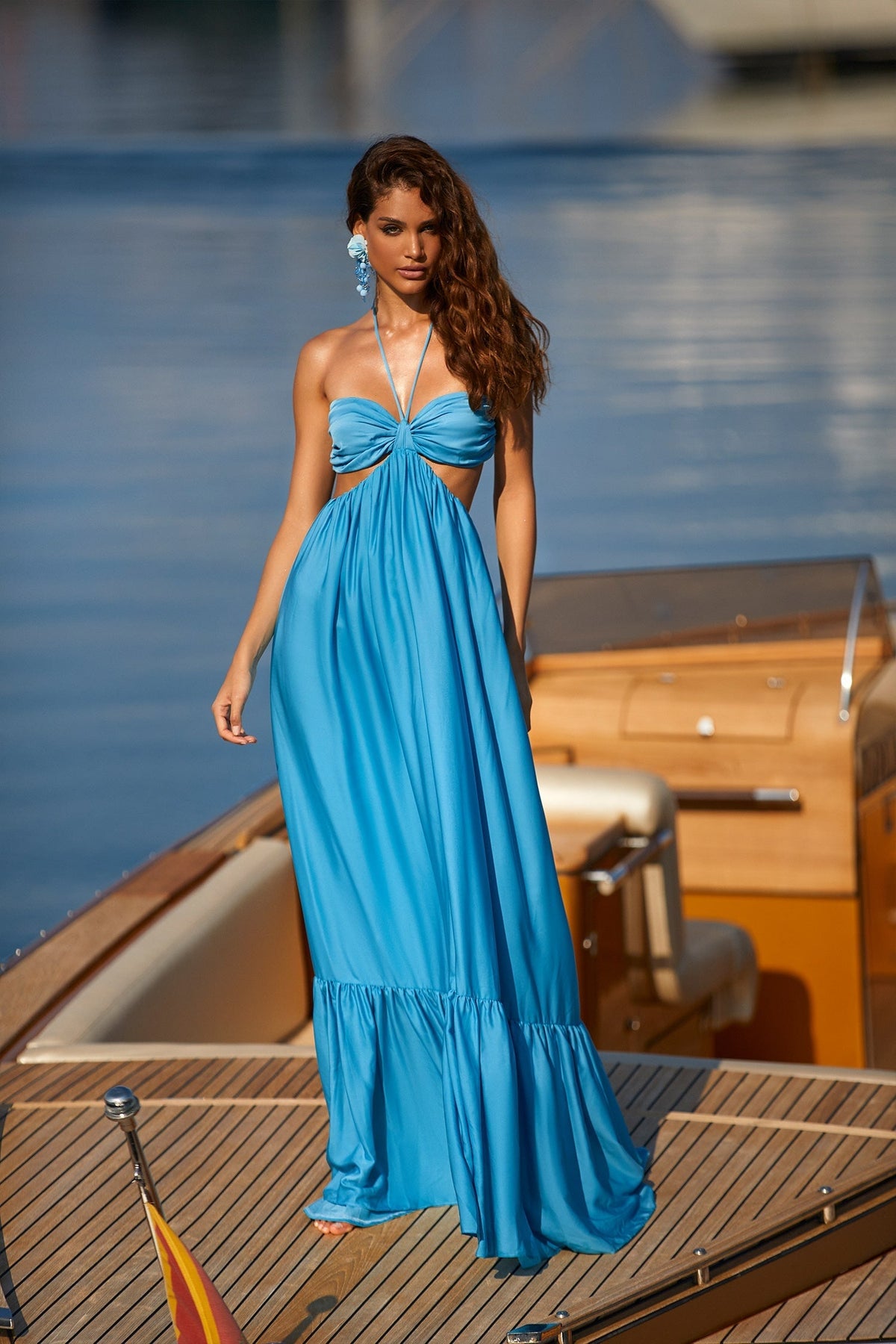 Alamour The Label RTW Maxi Dress Arella Dress Arella Blue Halter Maxi Dress | Afterpay | Klarna | Zip Pay