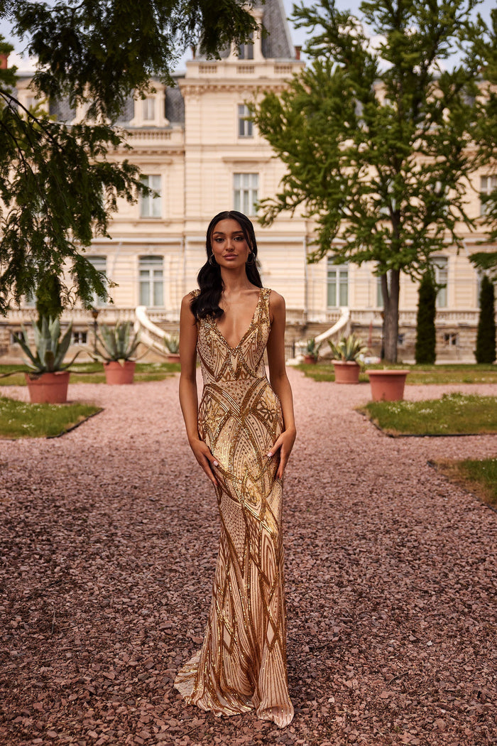 Alamour Made-To-Order MTO Sequin Luan - Gold Luan Gold Sequin Gown | Afterpay | Klarna | Zip Pay