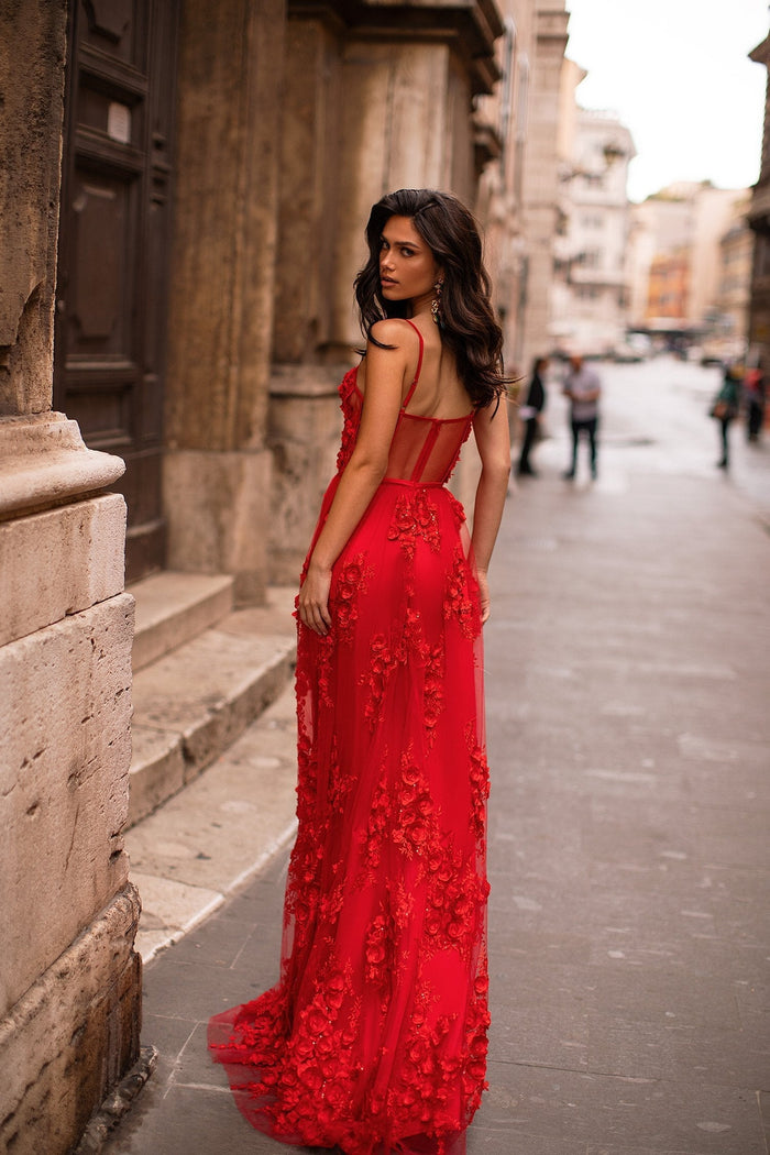 red dress online store Red Organic Cotton Maxi Dress: Strappy Flared Summer Dress