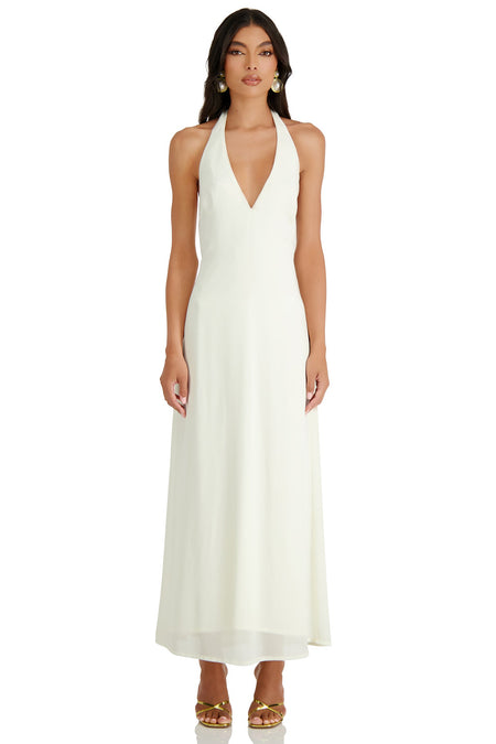 Lorena Shimmering Lace Gown - White