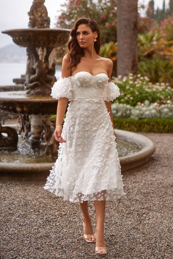 Alamour The Label RTW Midi Dress Giulianna Dress Giulianna White 3D Butterfly Midi Dress | Afterpay | Klarna | Zip Pay