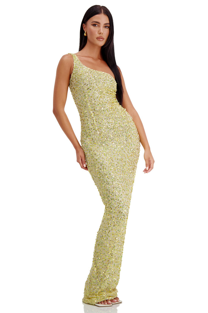 Alamour The Label RTW Sequin Jaquetta Dress Jaquetta Gold Mesh Maxi Dress | Afterpay | Klarna | Zip Pay
