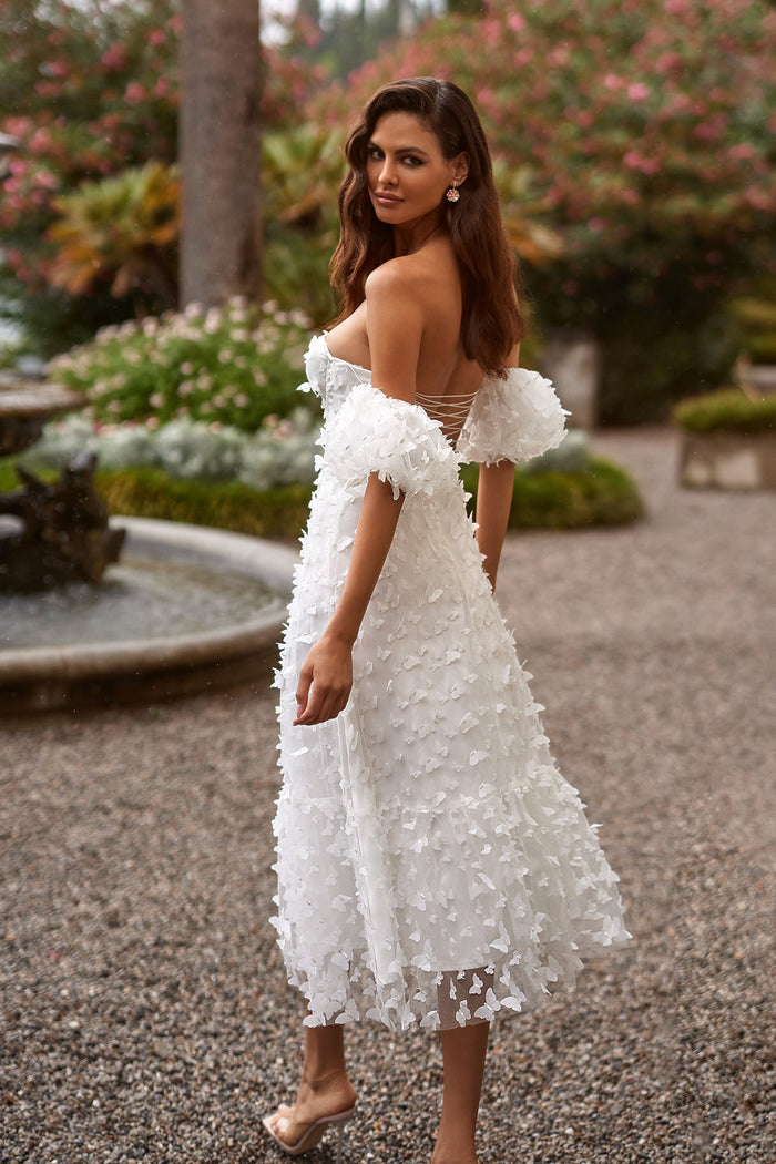 Alamour The Label RTW Midi Dress Giulianna Dress Giulianna White 3D Butterfly Midi Dress | Afterpay | Klarna | Zip Pay