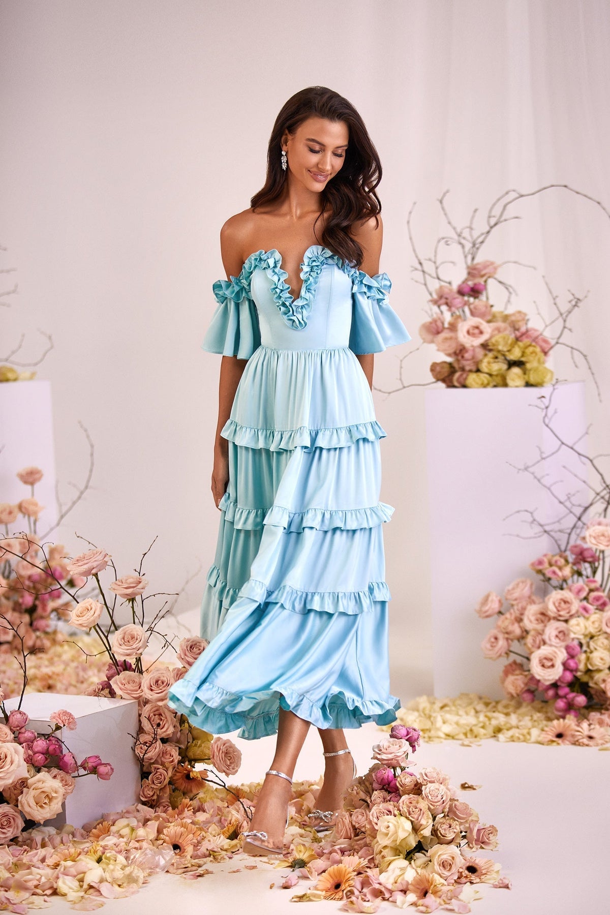Alamour The Label RTW Midi Dress Belle Dress Belle Blue Satin Midi Dress | Afterpay | Klarna | Zip Pay