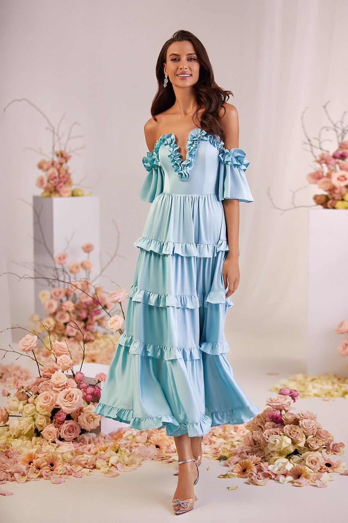 Alamour The Label RTW Midi Dress Belle Dress Belle Blue Satin Midi Dress | Afterpay | Klarna | Zip Pay