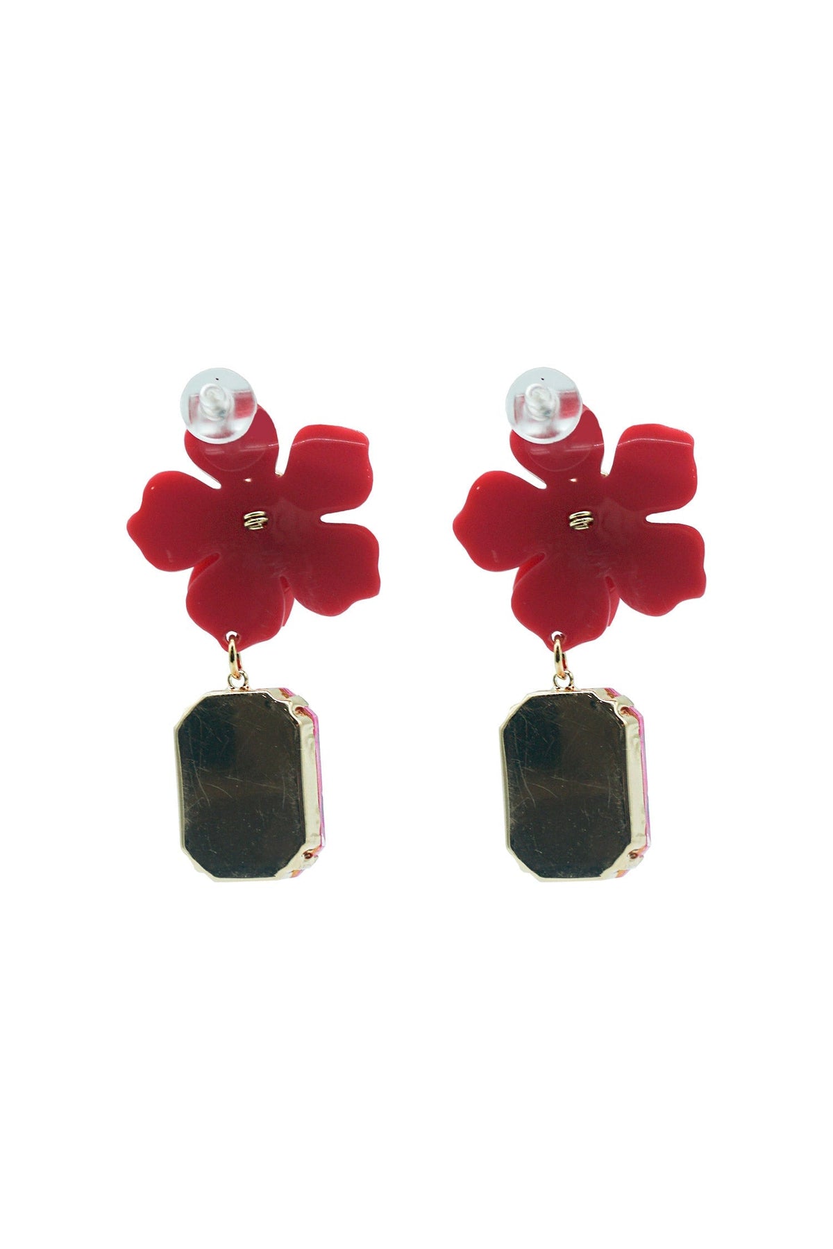 Analu Pink Gem Flower Earrings