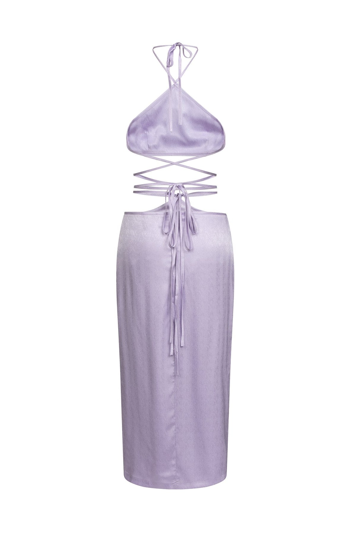 Nima Set - Lilac Two Piece With Cropped Tie-Up Top & Midi Skirt