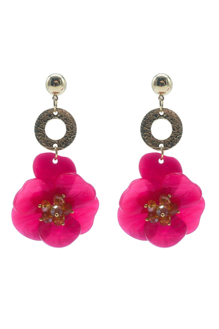 Alamour The Label Earrings Petra Magenta Flower Drop Earrings Petra Magenta Flower Drop Earrings | Afterpay | Klarna | Zip Pay