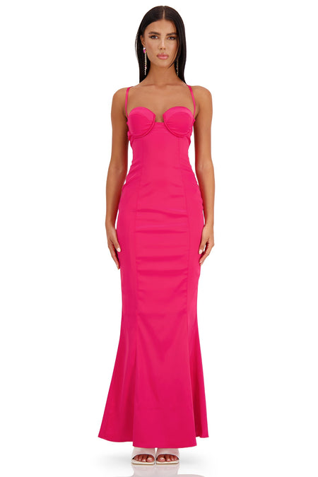 Tiffany Satin Gown - Burgundy