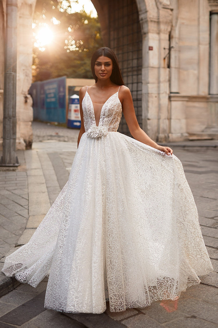Alamour Made-To-Order MTO Bridal Emira Gown Emira Glitter V-Neck Bridal Gown | Afterpay | Klarna | Zip Pay
