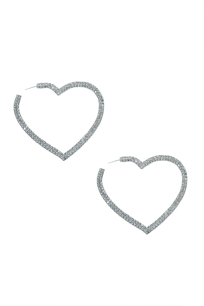Alamour The Label Earrings Gaia Silver Crystal Heart Hoop Earrings Gaia Silver Crystal Heart Hoop Earrings | Afterpay | Klarna