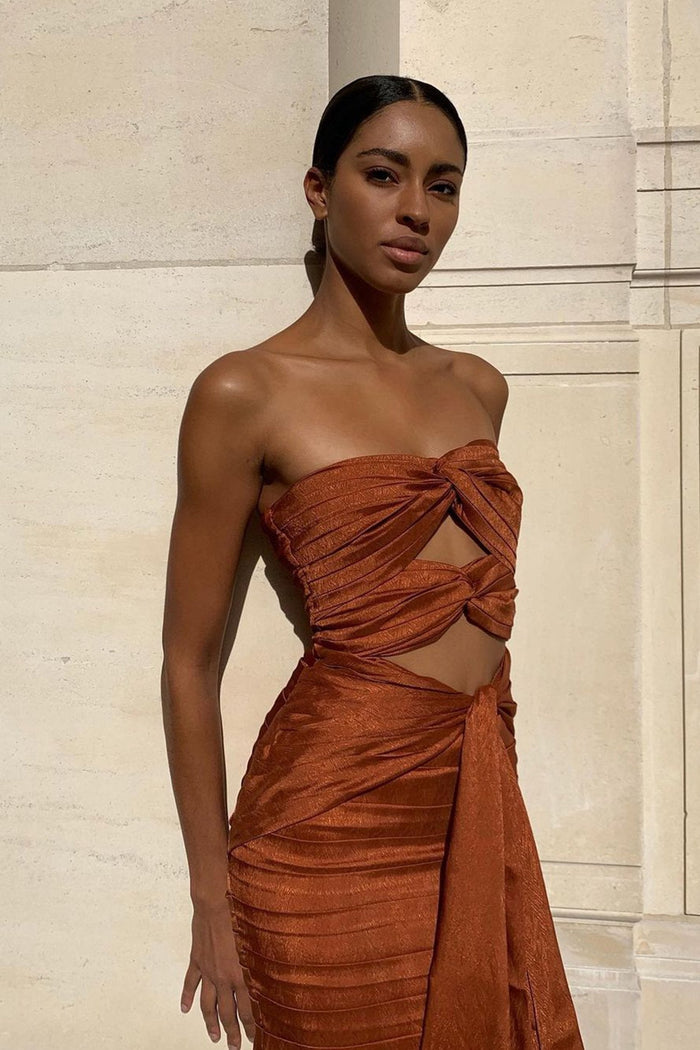 Alamour The Label RTW Mini Dress Lulia Dress Lulia Rust Satin Mini Dress | Afterpay | Klarna | Zip Pay