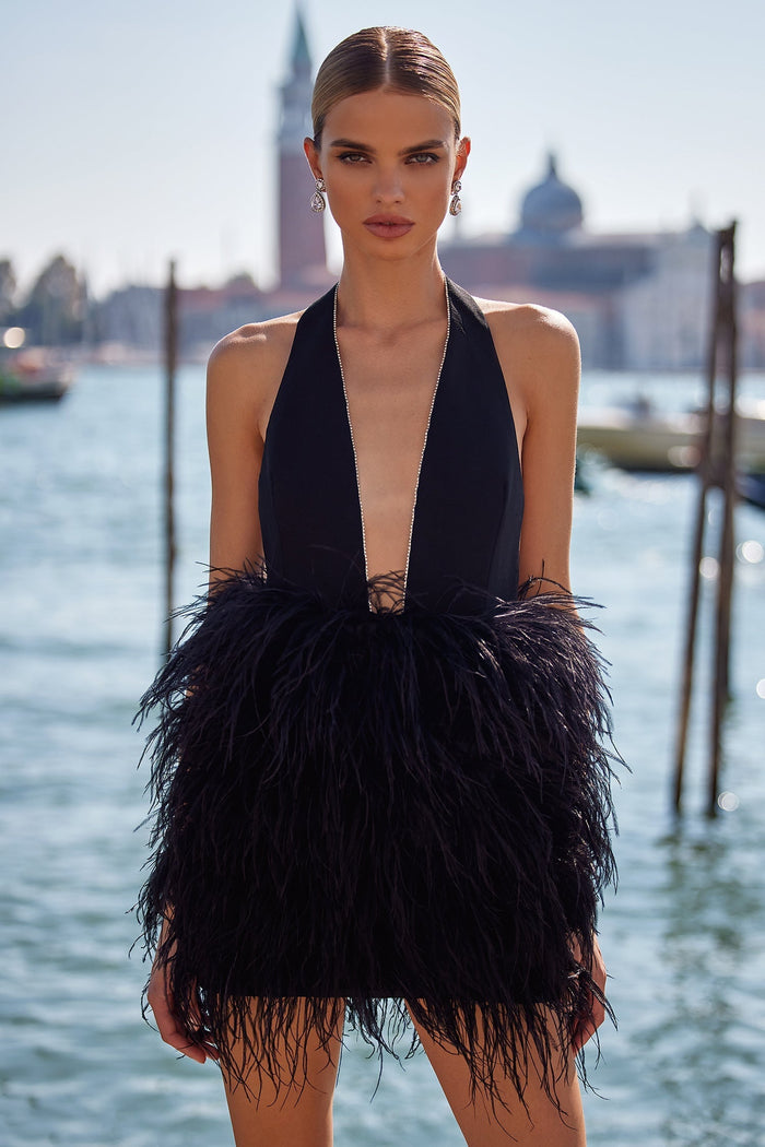Alamour The Label RTW Feather Jeannette Dress Jeannette Black Feathered Dress | Afterpay | Klarna | Zip Pay