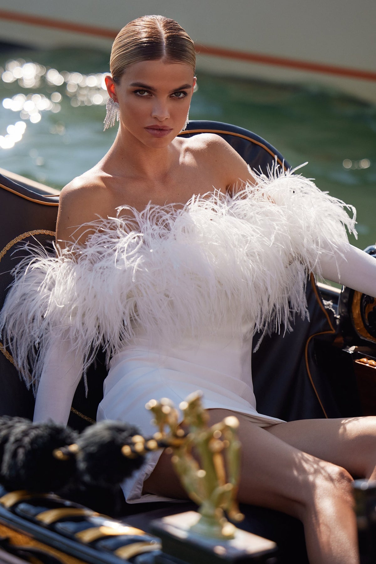 Alamour The Label RTW Feather Audrina Dress Audrina White Off Shoulder Dress | Afterpay | Klarna | Zip Pay