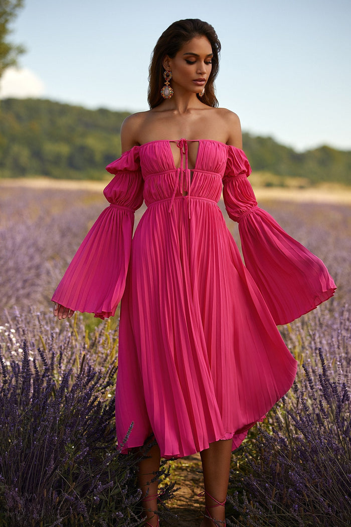 Alamour The Label RTW Midi Dress Analu Dress Analu Hot Pink Pleated Midi Dress | Afterpay | Klarna | Zip Pay