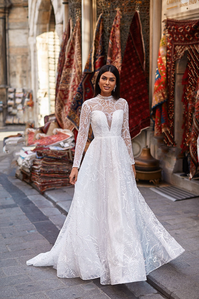 Alamour Made-To-Order MTO Bridal Caria Gown Caria Sheer Long Sleeve Bridal Gown | Afterpay | Klarna | Zip Pay
