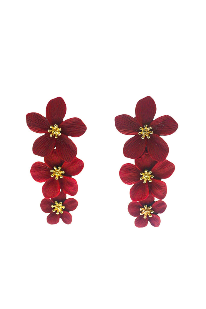 Alamour The Label Earrings Carola Burgundy Flower Earrings Carola Burgundy Flower Earrings | Afterpay | Klarna | Zip Pay