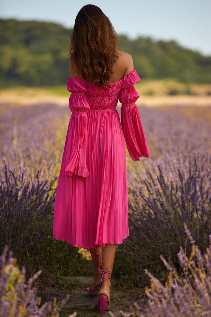 Alamour The Label RTW Midi Dress Analu Dress Analu Hot Pink Pleated Midi Dress | Afterpay | Klarna | Zip Pay