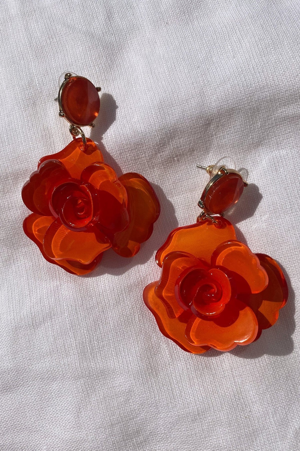 Camilla Orange Acrylic Flower Earrings