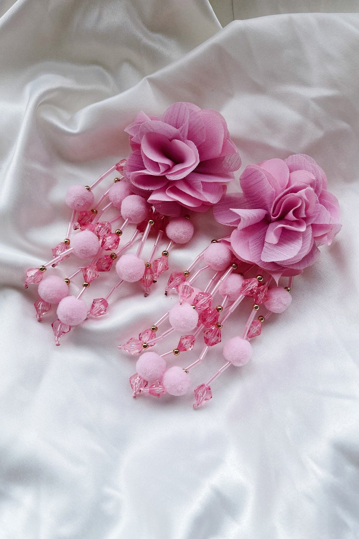 Shailee Pink Flower Drop Earrings