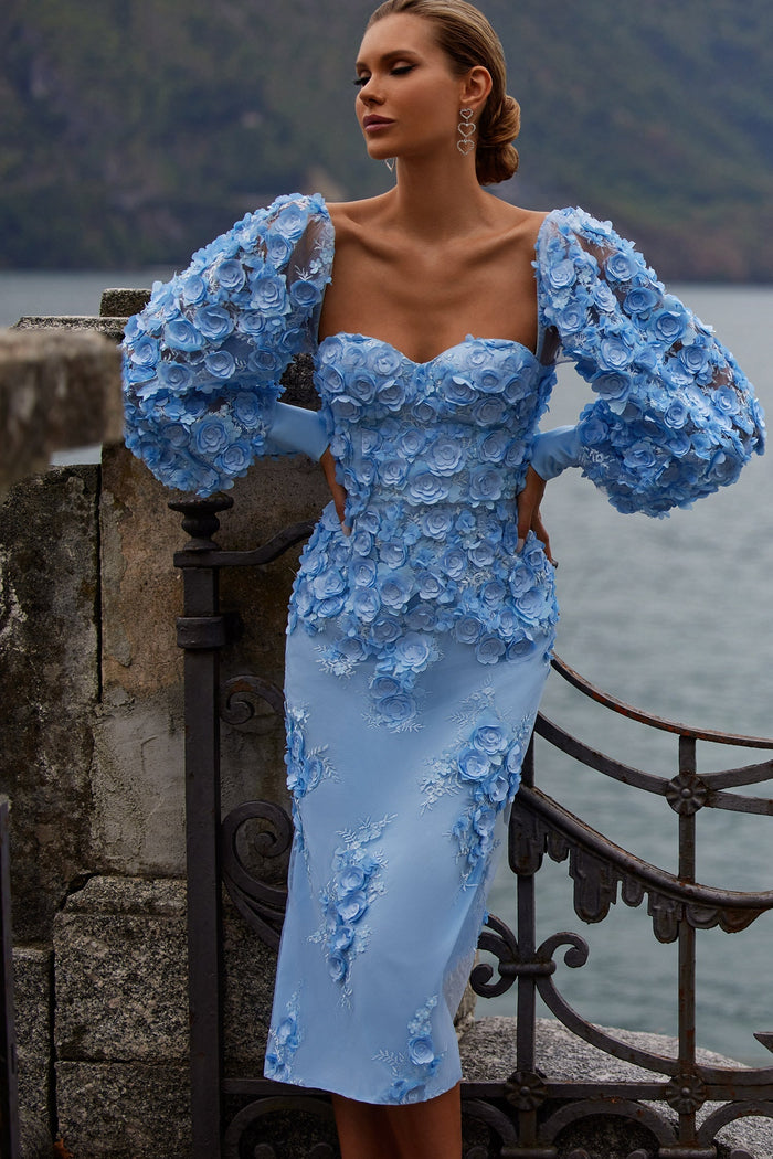 Alamour The Label RTW 3D Floral Ginvra Dress Ginvra Blue 3D Floral Dress | Afterpay | Klarna | Zip Pay