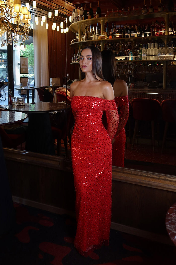 Alamour Made-To-Order MTO Beaded Damsel - Red Damsel Red Gown | Afterpay | Klarna | Zip Pay